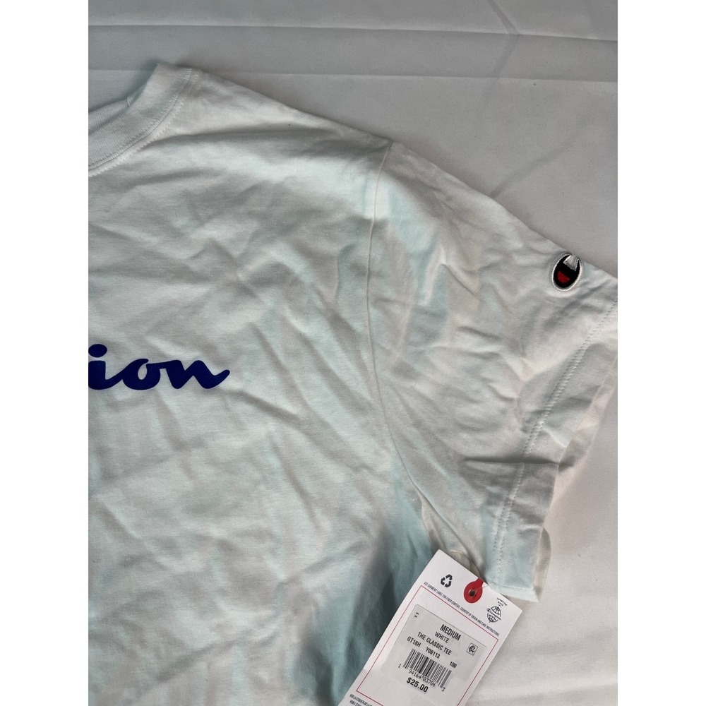 Champion Women's Classic Tee T-Shirt White Crew Neck Short Sleeve Medium‎ NWT